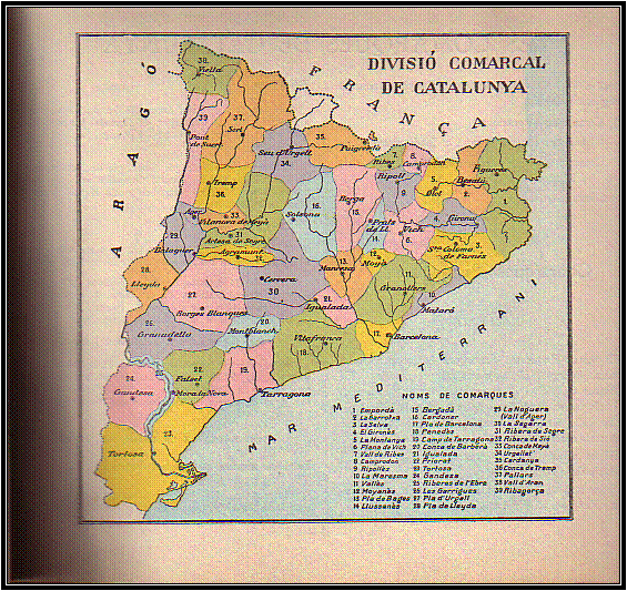 Projecte de divisi� comarcal del Principat per Pere Blasi  (1922)